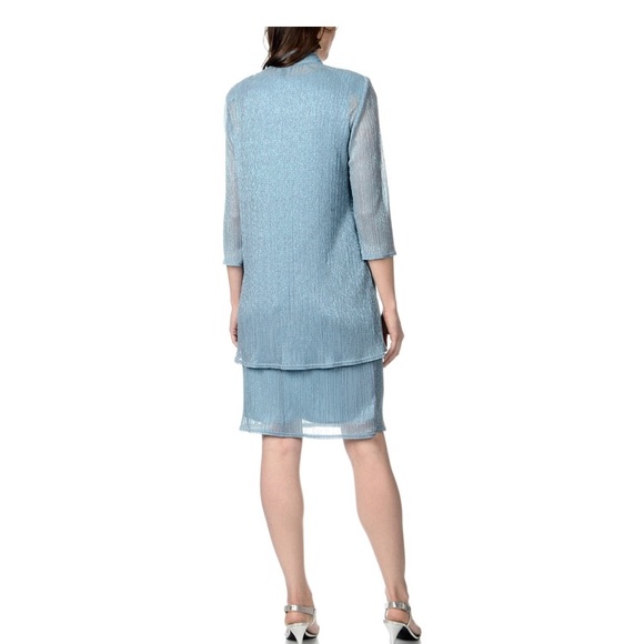 R & M Richards Lurex Draped Jacket Dress Set - Picture 3 of 6